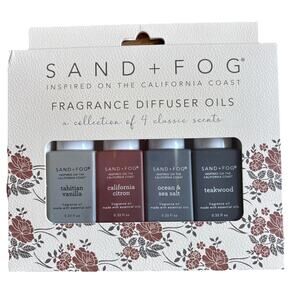Sand + Fog Fragrance Diffuser Oil 4 Pk Tahitian Vanilla CA Citron Ocean Sea Salt